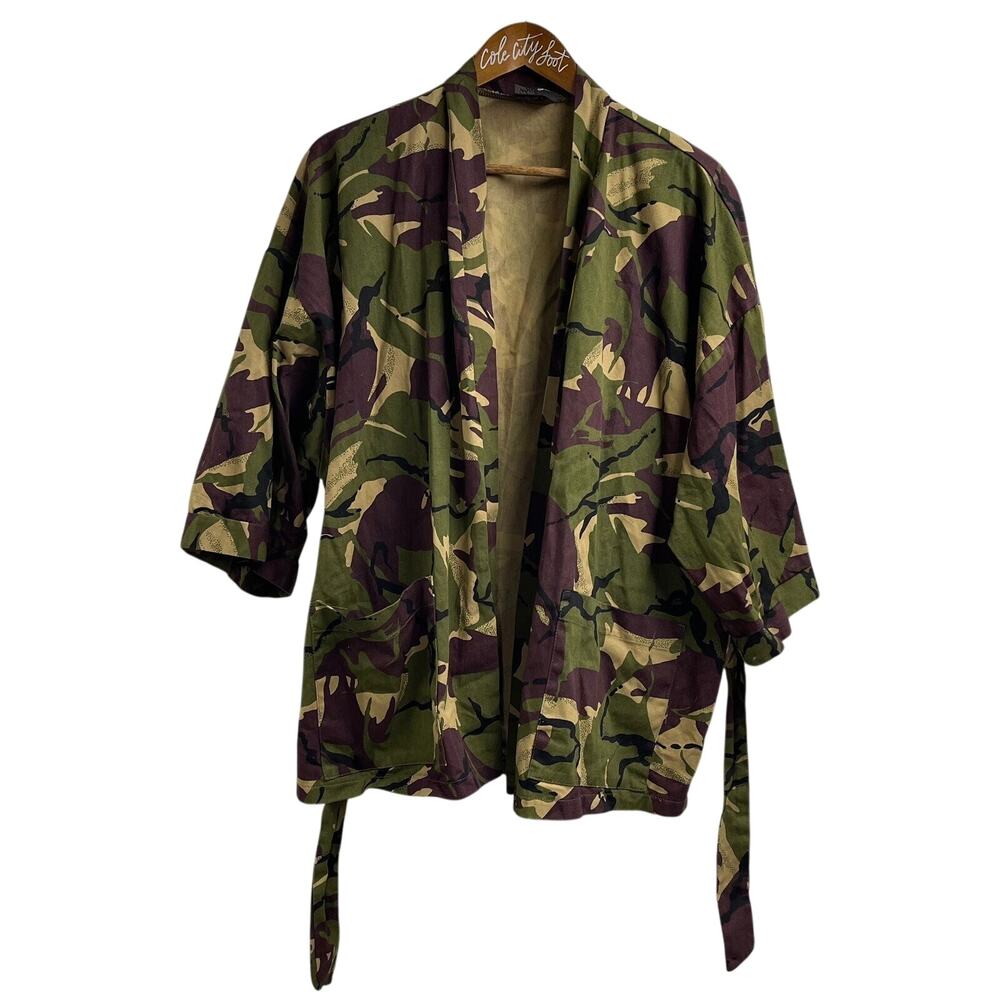 Reclaimed Vintage Camo Jacket Robe Style Top British Military Print Small